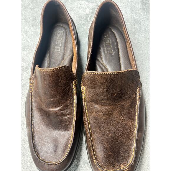 Men’s 10 BORN Harmon Brown Leather Casual Driving Mocs Moccasin Loafers H02406 - Picture 2 of 5